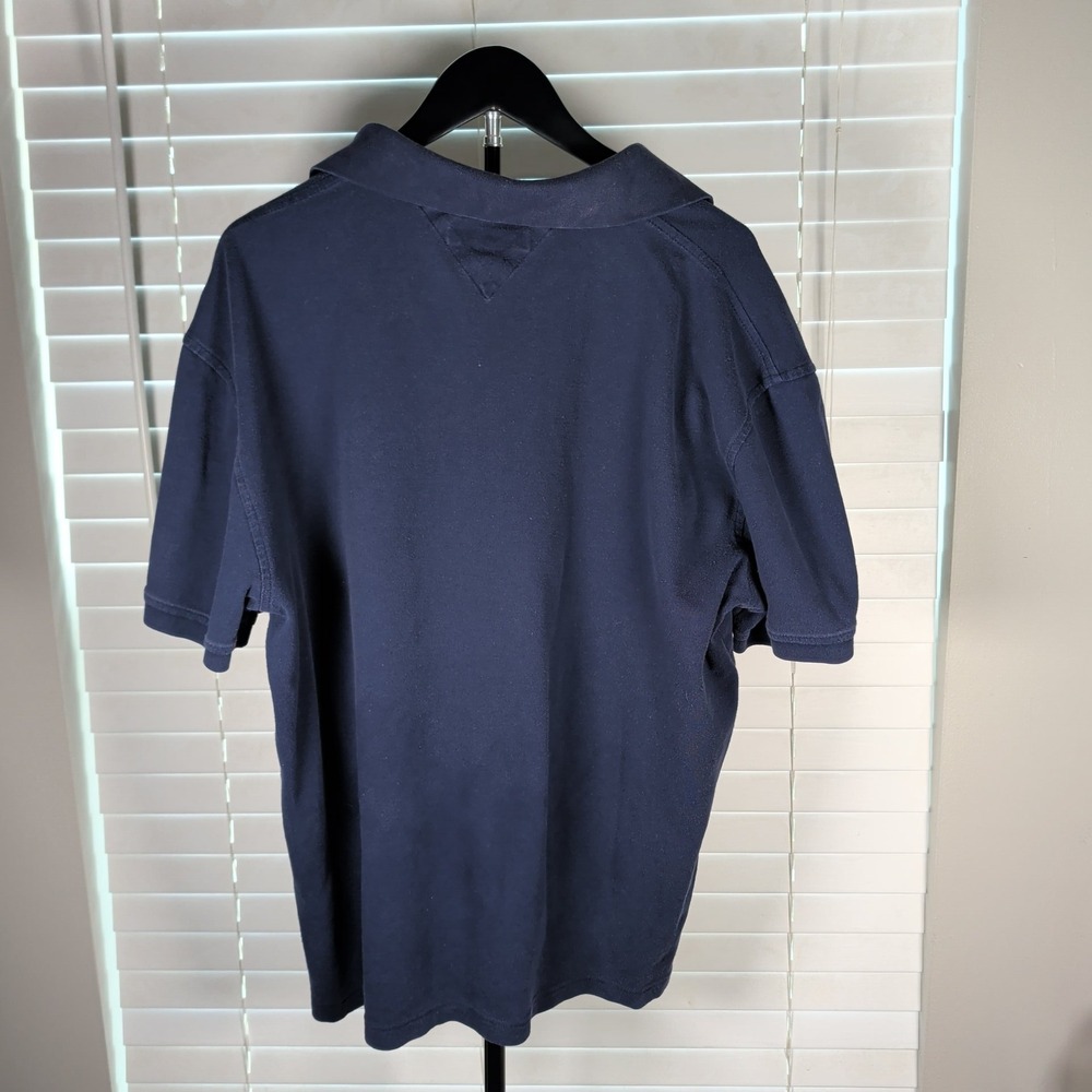 Tommy Hilfiger Polo Shirt Mens XL Navy Blue Cotton Short Sleeve Logo Excellent - Picture 2 of 5